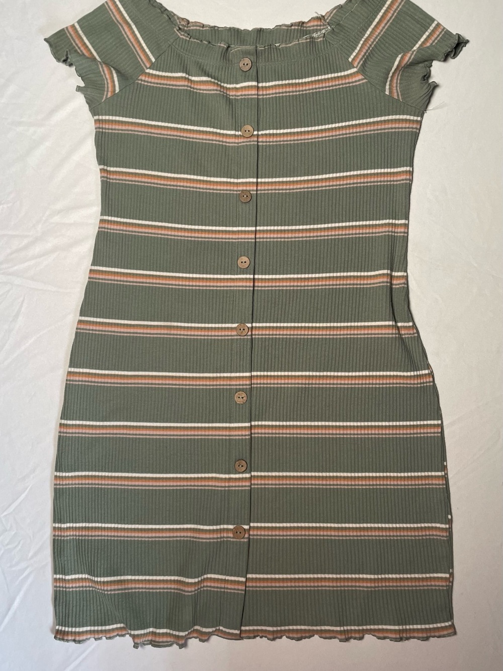 Retro 90s/Y2K Ribbed Off The Shoulder Bodycon Midi Dress Striped Grunge
